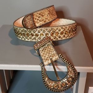 Chico"s Rhinestone Snake Print Belt